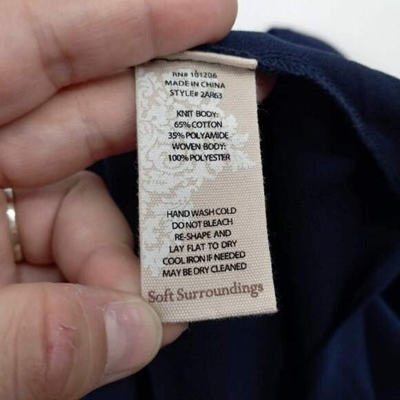 Soft Surroundings Mariam Mixed Media Cardigan Navy Blue Longline Minimalist S - Picture 5 of 7